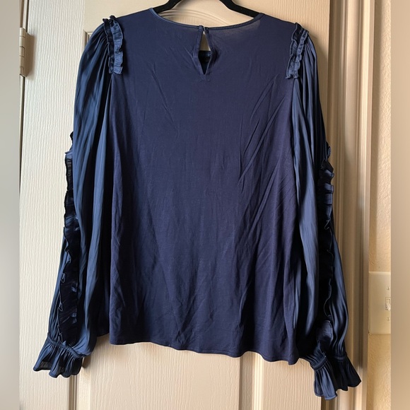 LOFT Midnight Blue Ruffle Blouse - Picture 3 of 6